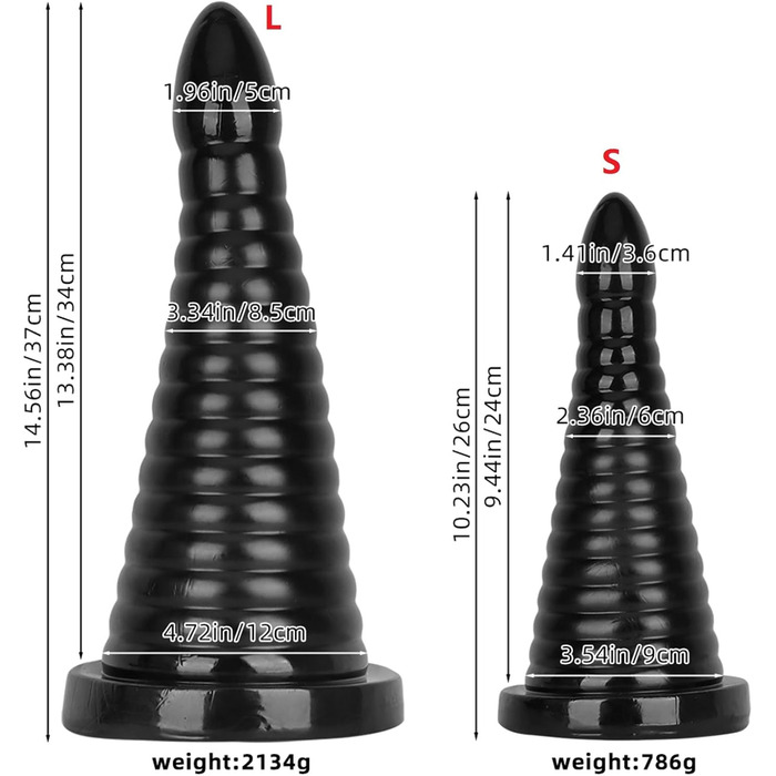 Анальний плагін Dick Super Groß Konisch – великий конічний анальний плагін для стимуляції G-точки, чорний, S, для жінок та чоловіків