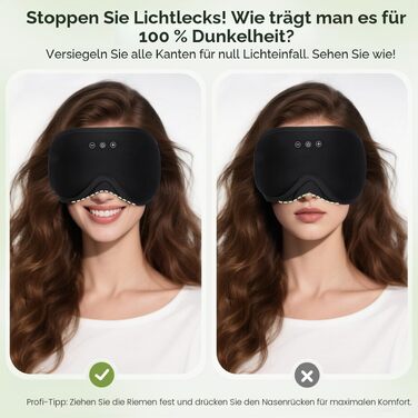 Bluetooth маска для сну з навушниками LC-dolida, м'яка світлонепроникна маска для очей для дорослих (чоловіків та жінок), комфортна для подорожей та відпочинку, чорна