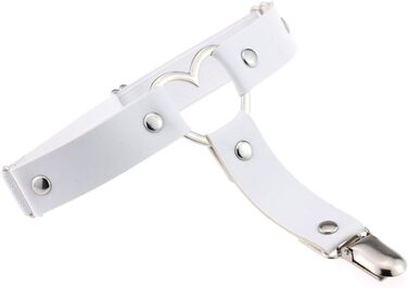 Жіночі шкіряні гетри на стегна, регульовані, з сердечками, з кліпсами, в стилі панк/готичний, для високих шкарпеток, 2 шт. чорні, 2 шт. з білою мереживом (2 шт. чорні, 2 шт. білі, 2 шт. рожеві сердечка)