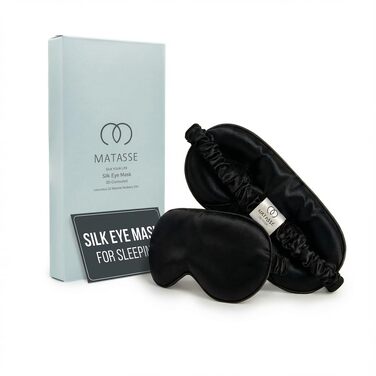 Шовкова маска для сну MATASSE 3D з натурального шовку Mulberry 22 момме (клас 6A), анатомічна маска з виїмками для очей, чорна, унісекс
