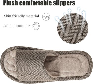 Унісекс домашні капці Dokela з ефектом пам'яті (Memory Foam), дихаючі бавовняні тапочки з відкритим носком, протиковзкі, коричневі, розмір 37/38 EU