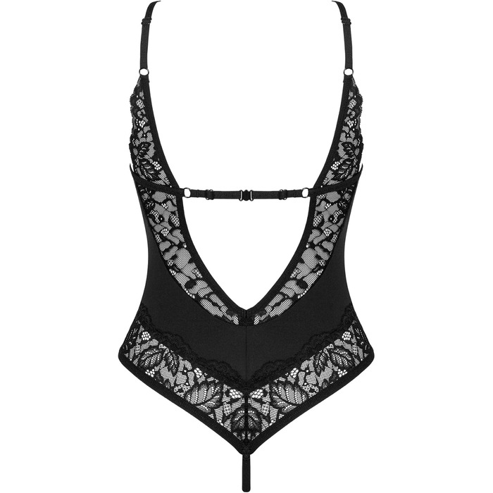 Сексуальний жіночий комплект нижньої білизни Selente Love & Fun: боді, боді-отворт та шовкова маска для очей, виготовлено в ЄС. Білий комплект, відкритий дизайн (XL-XXL, чорний з квітковою мереживом-отворт)