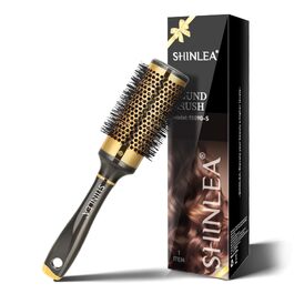 Професійна кругла щітка для волосся SHINLEA 43 мм — алюмінієва брашинг-щітка з нейлоновими щетинками для укладки, завивки та випрямлення волосся (золота)