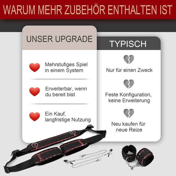 Набір для БДСМ-ігор для пар: наручники, мотузки, пов'язки для ніг (темно-червоний)