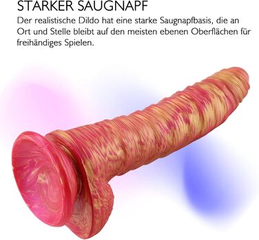 MOCOYA Дільдо для жінок, реалістичний, з сильним присоском, для анального сексу, червоний, 22 см