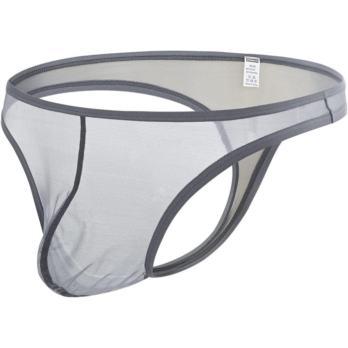 Танга чоловіча BIATWOWR, сірий, XXL, прозора білизна