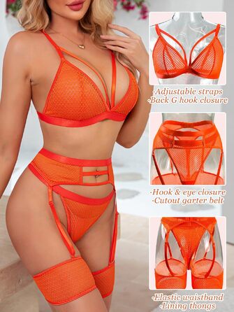 Жіночий комплект білизни popiv Daen Lingerie Set, помаранчевий, розмір M