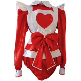 Костюм для косплею YGZHANYUANOKU з довгим рукавом, з відкладним коміром та фартухом, велика бант, спандекс, PVC-шкіра, червоний, 3XL