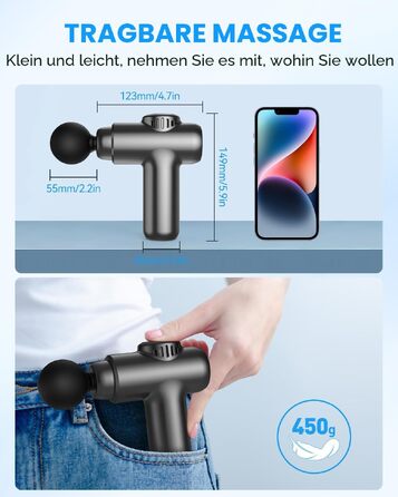 Міні-масажер перкусійний Mini Massage Gun для глибокого масажу тканин, 30 рівнів швидкості, LCD-дисплей, портативний пістолет від м'язового болю та скутості
