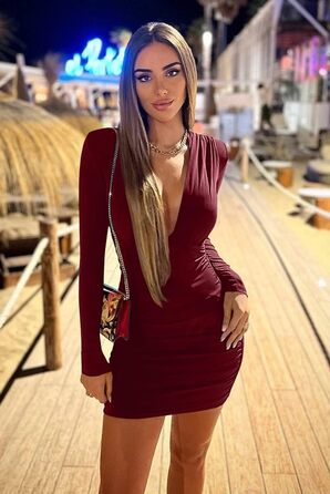 Сукня коктейльна жіноча GOBLE, чорна (M, Бордовий)