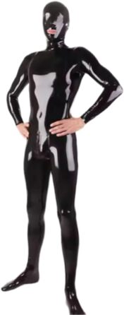 Штани з латексу Gaylop, повний комплект, чорний латексний халат, латексний комбінезон з гуми для чоловіків та жінок, індивідуальні очі з сотами, чорний L