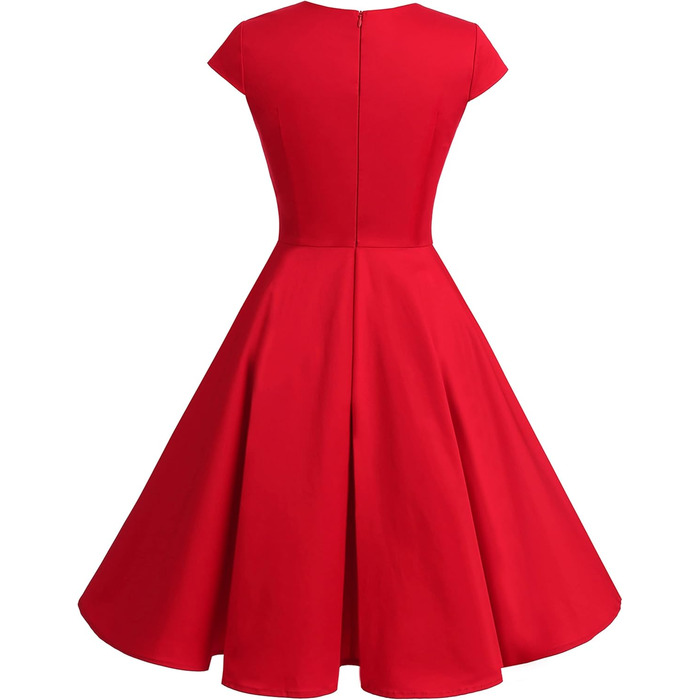 Сукня вінтаж Bbonlinedress 1950-х у стилі ретро, коктейльна, Rockabilly, з V-поглибленням, плісирована, червона, для вечірок та особливих подій