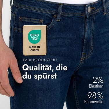 Чоловічі джинси BARBONS Regular-Fit Stretch — класичні прямі джинси синього кольору для бізнесу та відпочинку, 36W / 32L