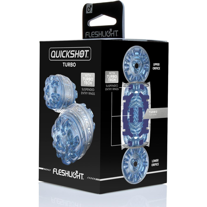 Fleshlight Quickshot Turbo Blue Ice - Мастурбатор з надреалістичним матеріалом SuperSkin, синій колір