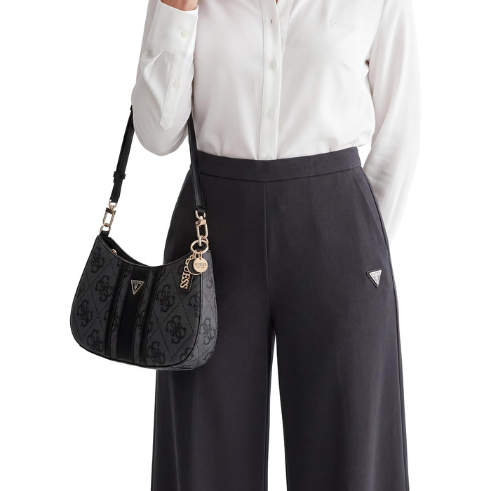 Жіноча сумка-кросбоді GUESS Noelle II Top Zip Shoulder Bag з логотипом, колір Coal