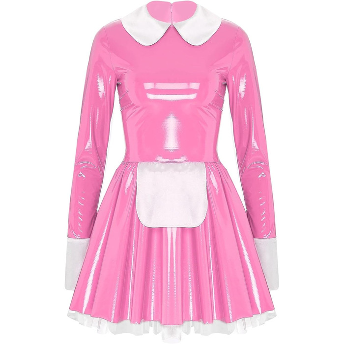Костюм косплею: Французьке горничне плаття для жінок, рожевий, довгі рукави, A-силует, рожевий, розмір L