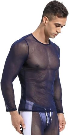 Чоловіча сітчаста футболка з прозорим дизайном, спортивна, для фітнесу, блакитна