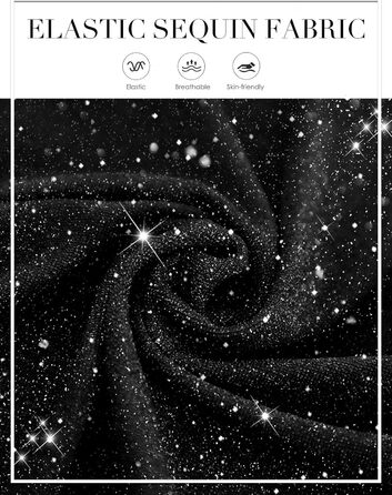 Сукня Bbonlinedress з паєтками: елегантна сукня-макси з довгим рукавом для святкових заходів (чорна, M)