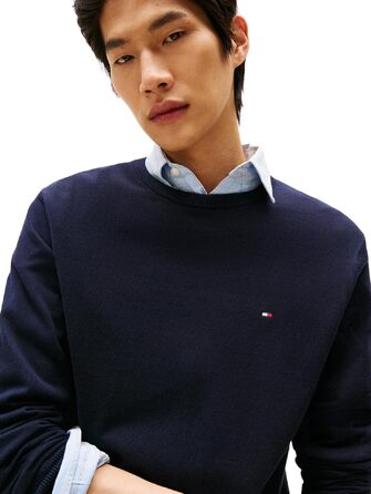 Чоловічий бавовняний джемпер Tommy Hilfiger Essential Cotton Crew Neck, синій (Desert Sky), розмір S