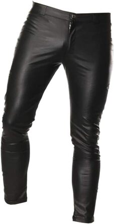 Чоловічі шкіряні штани Lederhosen Slim Fit, чорні - для костюмів та косплею
