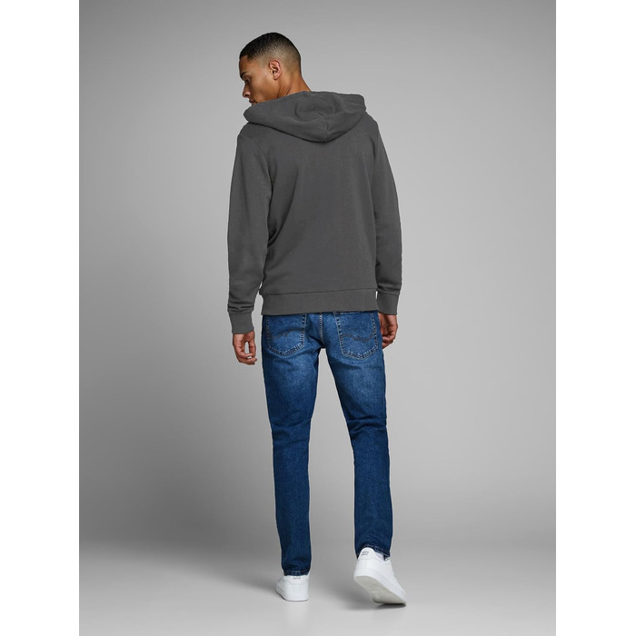 Чоловіча толстовка-худі на блискавці JACK & JONES Jjeholmen Noos, сіра (Asphalt), розмір XL, Regular Fit