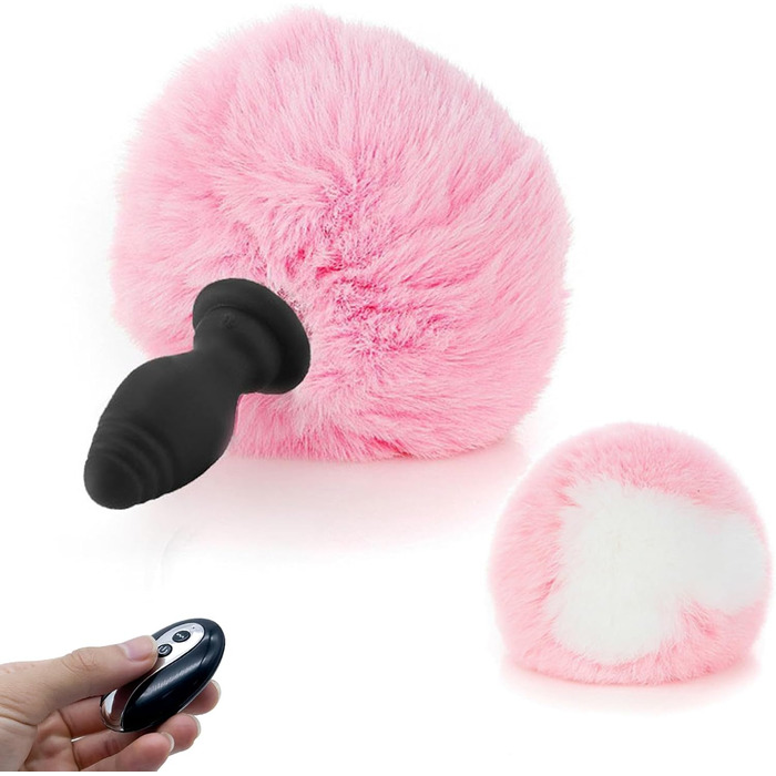 Анальний вібратор-хвіст Furry Fuchsschwanz з пультом керування для чоловіків та жінок. Силіконовий анальний плагін, іграшка для БДСМ, хвіст з сердечком
