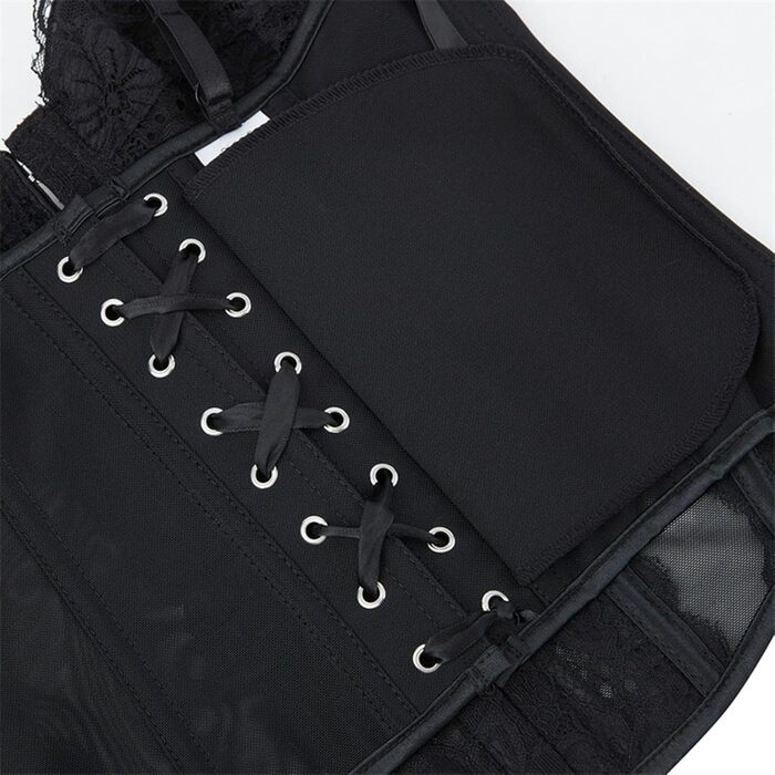 Топ-корсет жіночий у стилі Ренесанс з сітчастими вставками для вечірніх образів – побачення, осінній стиль, милий кроп-топ для вечірки, клубу, танк з корсетним шнуруванням #04-чорний XS