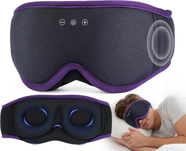Маска для сну з Bluetooth-навушниками LC-dolida V5.4, дихаюча 3D маска для очей з мікрофоном з бавовни, миюча, для подорожей, йоги та медитації (Лаванда)