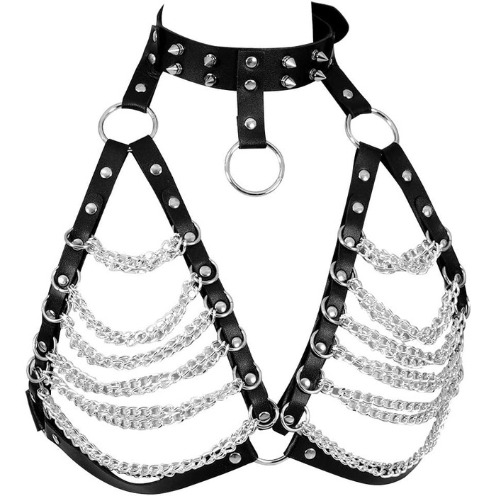 Корсет-нагрудник з шкіри для жінок PETMHS, чорний, готичний стиль