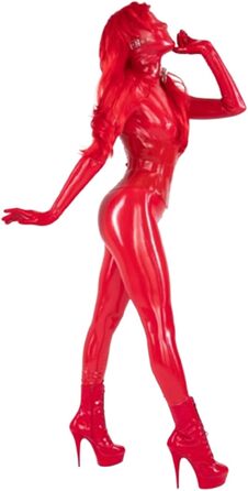 Костюм з латексу червоного кольору MSTMAZZ для чоловіків та жінок, повний комплект: комбінезон, колготки. Ідеально для крос-дрессінгу, клубів та вечірок.