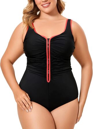 Купальник жіночий Delimira великий розмір з блискавкою спереду, 48, багатокольоровий