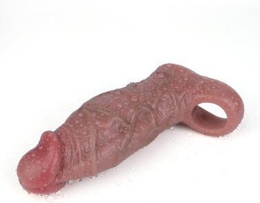 Реалістичний презерватив з силікону з кільцем на яєчках та структурою вен. Презерватив для збільшення статевого члена та затримки еякуляції, стимулятор G-точки. Інтимна іграшка для чоловіків, колір шкіри.