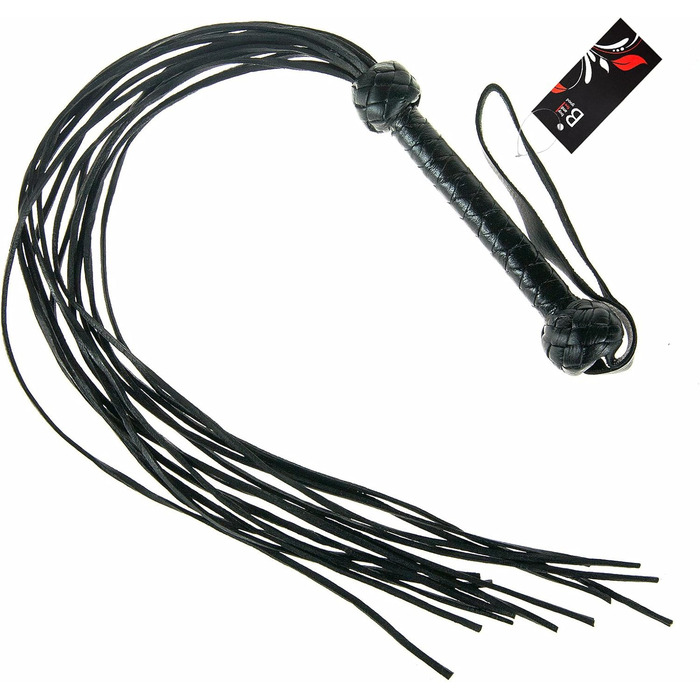 Чорна ге́ртка з преміум-шкіри буйвола, ручної роботи, 65 см - для сексу та SM