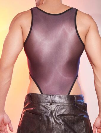 Боді для чоловіків AIEOE: сексуальний, прозорий боді, топ-майка, без рукавів, чорний