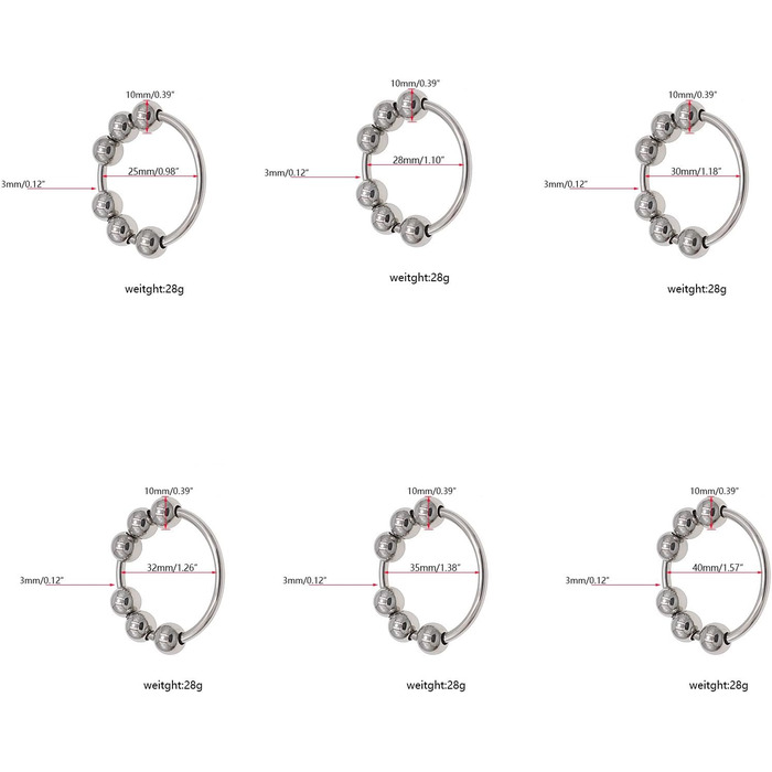Набір з 6 сталевих кільців для пеніса з кульками, сталевий, для дорослих, секс-іграшка
