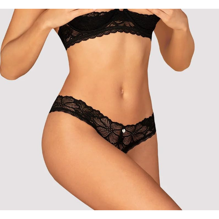 Сексуальний жіночий комплект білизни Selente Love & Fun: бюстгальтер, труси та шовкова маска для очей (XS-S, чорний мереживний)