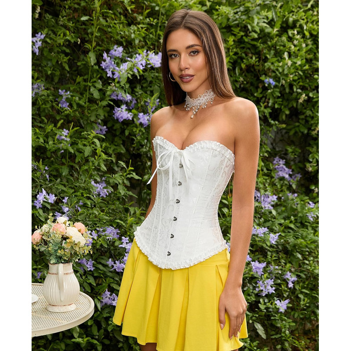 Корсетний топ SZIVYSHI для жінок: готичний корсет, бюстгальтер, корсет з повним бюстом, вінтажний корсетний топ, білий