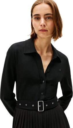 Поло Tommy Hilfiger Interlock Mix Media DRS Ls WW0WW48398 Black (Чорне) - Жіноче поло-плаття