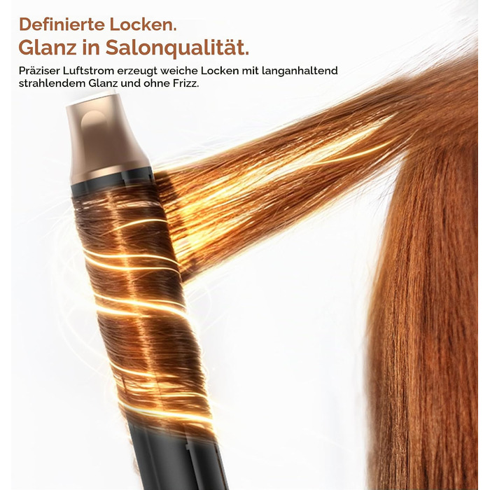 Мультистайлер для волосся 6 в 1 UKLISS Air Styler Set з дифузором, LCD-дисплеєм та насадами для завивки, сушіння та вирівнювання, 1000 Вт, Gold Blue