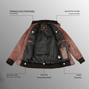 Чоловіча шкіряна куртка Leatherick Premium з натурального ягнячого хутра, з відстібним капюшоном та 7 кишенями, коричнева, розмір XXL