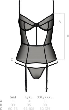 Сексуальний жіночий комплект білизни Selente Love & Fun з корсетом та трусами/боді, виготовлений в ЄС, з сатиновою маскою для очей, чорний, еко-матеріал, S-M