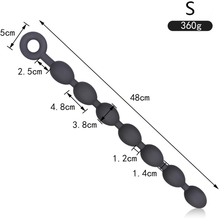 Анальний плагін Axcroo Extra Lang з ланцюжком та 7 кульок, силікон, стимулятор простати, для чоловіків та жінок