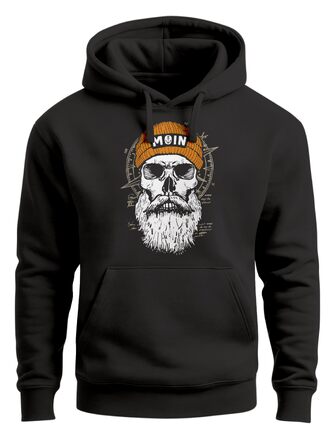 Чоловічий худі Neverless Moin Skull з принтом черепа, компаса та вітрози, чорний, розмір L