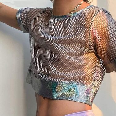 Чоловіча футболка з сіткою та вставками, стильна футболка-кроп топ для вечірок та повсякденного носіння, сірий колір