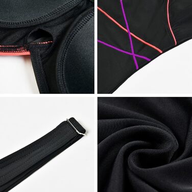 Жіночий спортивний купальник Racerback чорний, фіолетовий та оранжевий | Sport Bademode 40