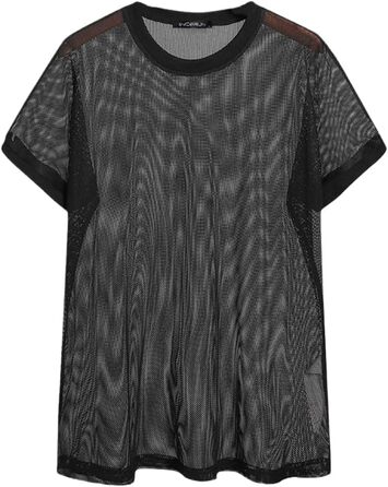 Чоловіча футболка з короткими рукавами, сітка, прозора, сексуальний стиль, streetwear, для відпочинку, дихаюча, для вечірок, чорна, 4XL