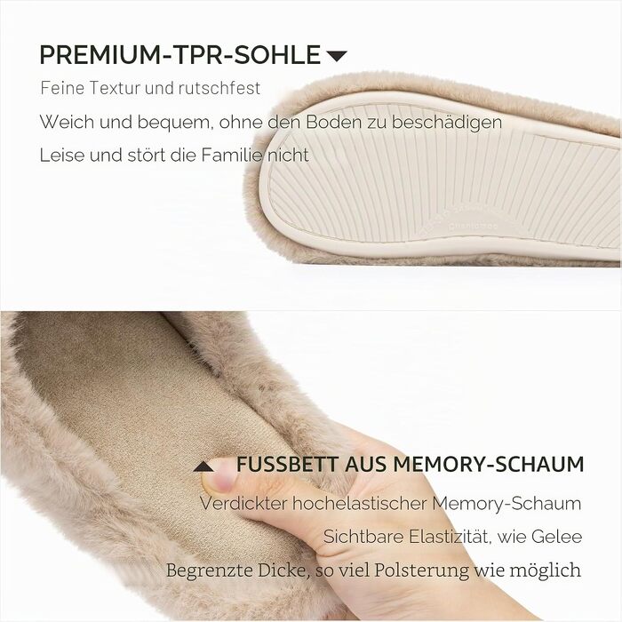 Жіночі домашні капці Chantomoo з ефектом пам'яті (Memory Foam), плюшеві та м'які з перехресними ремінцями, коричневі, розмір 40/41 EU