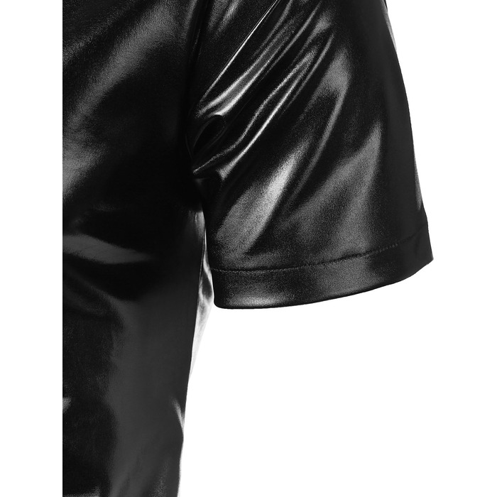 Чоловіча сорочка JOGAL з металевим блиском для вечірок та клубу, чорна (M)