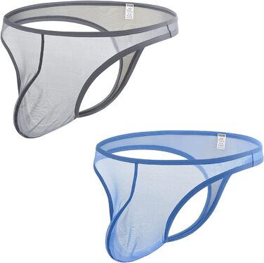 Танга чоловічі BIATWOWR, прозорі труси, сексуальна білизна для чоловіків XL, блакитно-сірий