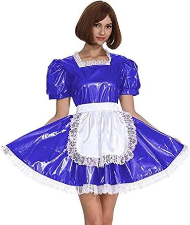 Сукня служниці, короткий рукав, ретро-стиль, Лоліта, PVC, темно-зелений, 3XL